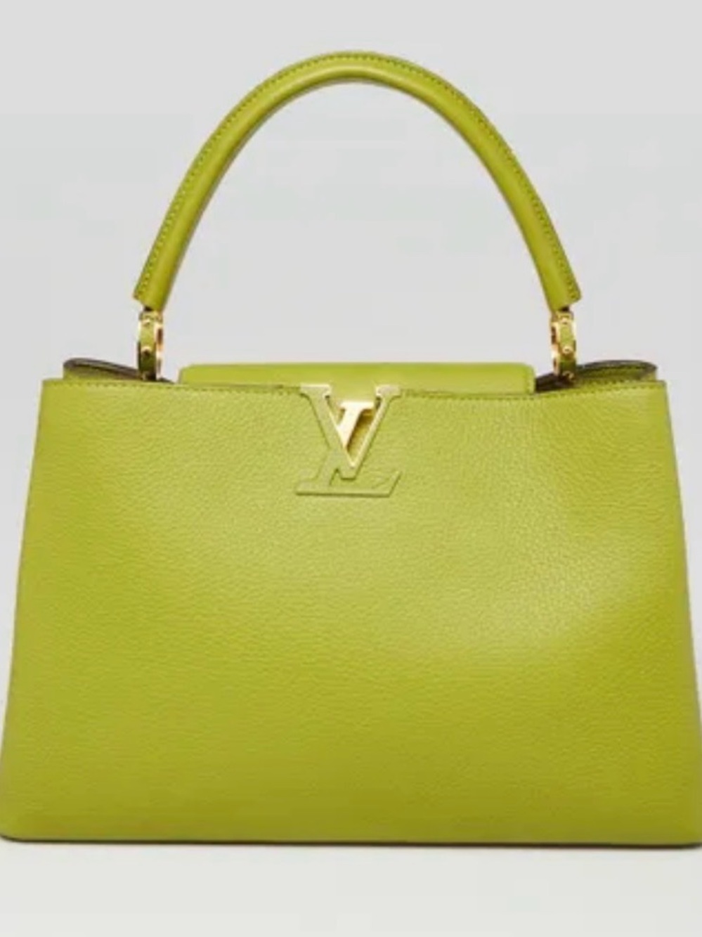 LOUIS VUITTON Green Taurillon Leather Capucines MM Bag $7700